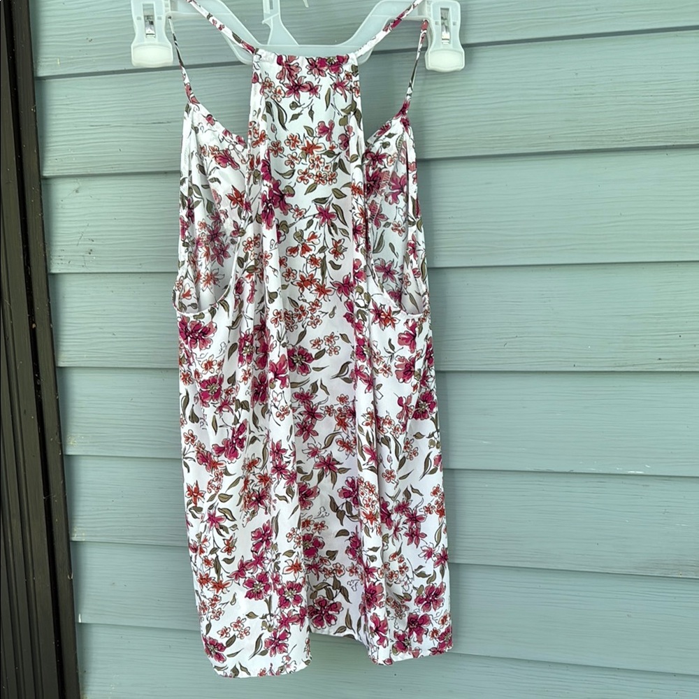 LOFT Floral Print Top - White and Pink